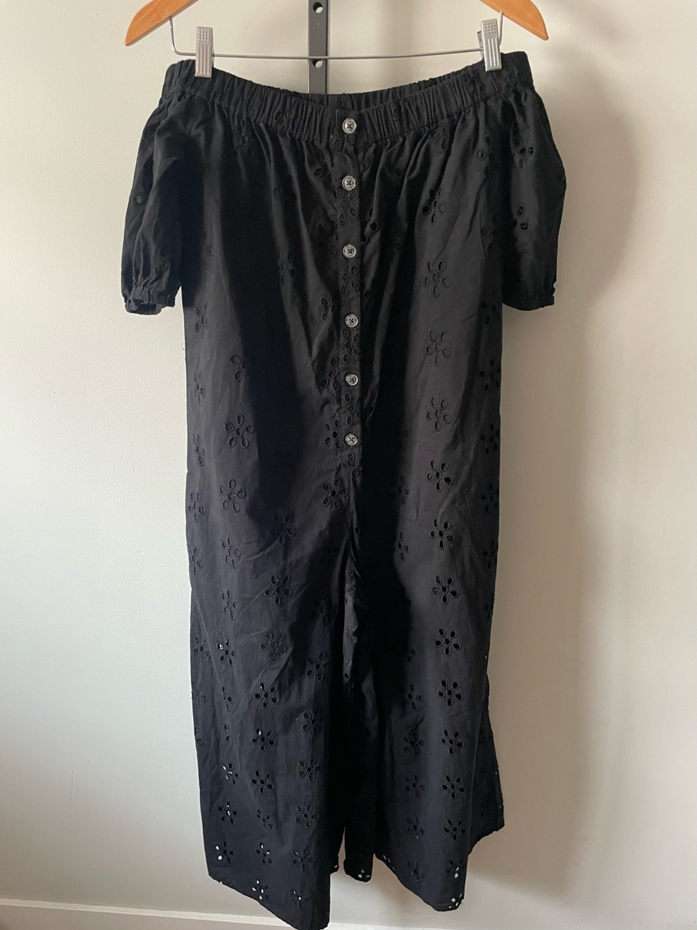 ASOS Design Floral Eyelet Off Shoulder Wide Leg Jumpsuit Romper Boho Cottagecore